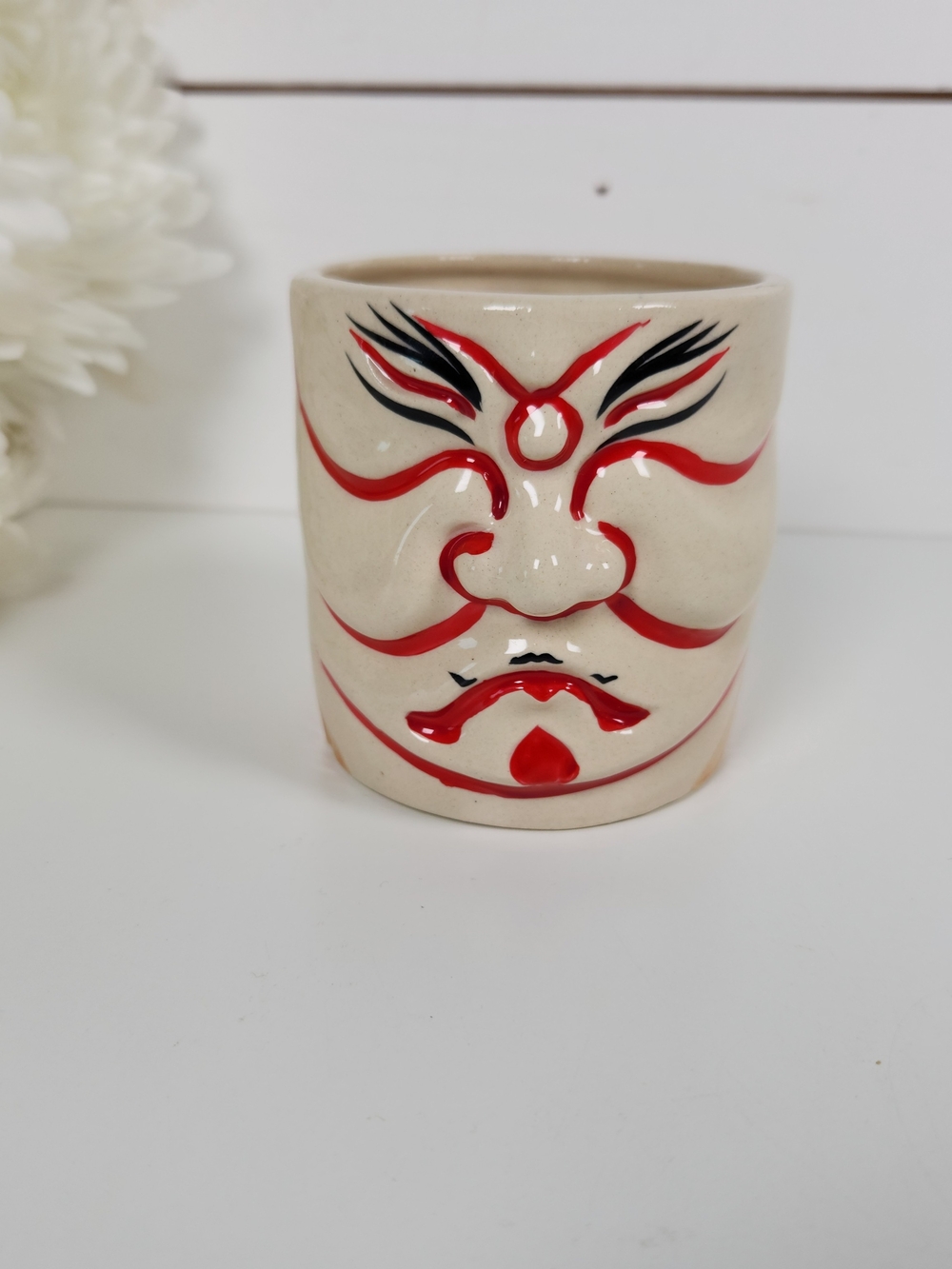 Vintage OMC Japan Otagiri Kabuki Mask Mug | 3D Kumadori Face Cug  Tiki Mug | MCM